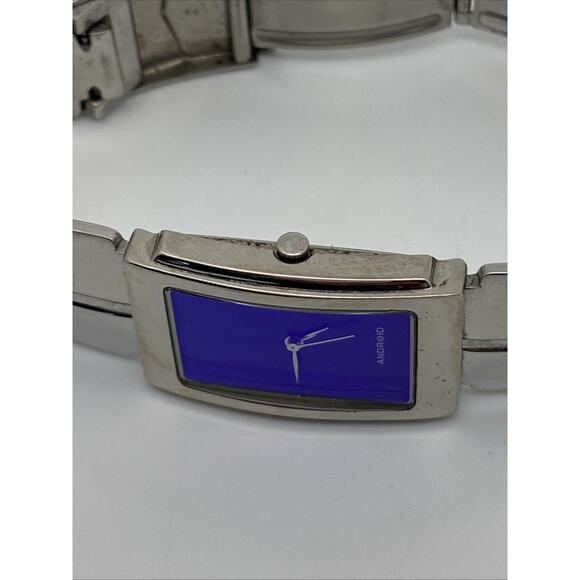 VNT Android OKO Designs Blue Face Wristwatch 1999 Stainless Steel Band USA Made - Picture 2 of 16